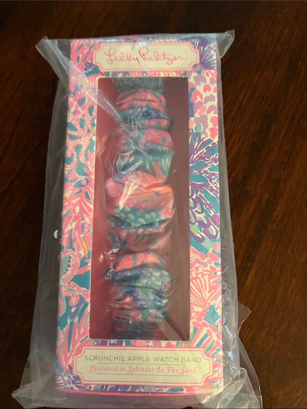 Lilly Pulitzer Pink Teal Floral Scrunchie Apple Watch Band